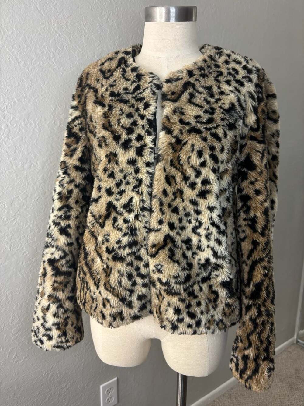 Brown Leopard Print Faux Fur Jacket - , - Picture 4 of 6